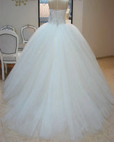 Arabic Sequin Ball Gown Tulle Sweetheart White Wedding Dresses MyChicDress